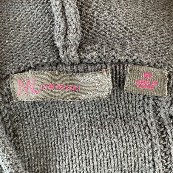 JW Styles Hooded Cable Knit Long Sleeve Sweater Size M EUC - Picture 4 of 5